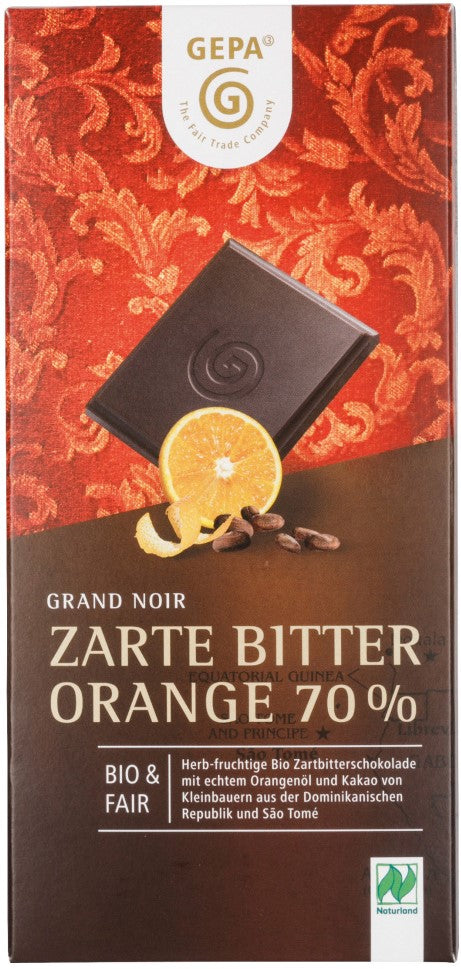 Tablette de chocolat noir BIO et orange amer - GEPA